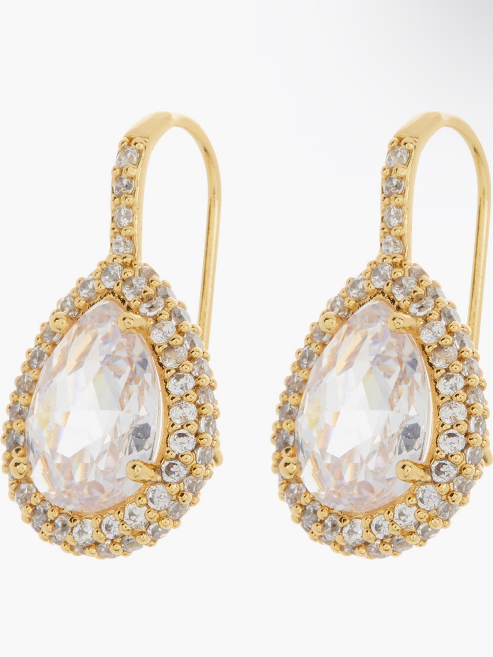 kate spade Gold Teardrop Crystal Halo Hook Earrings